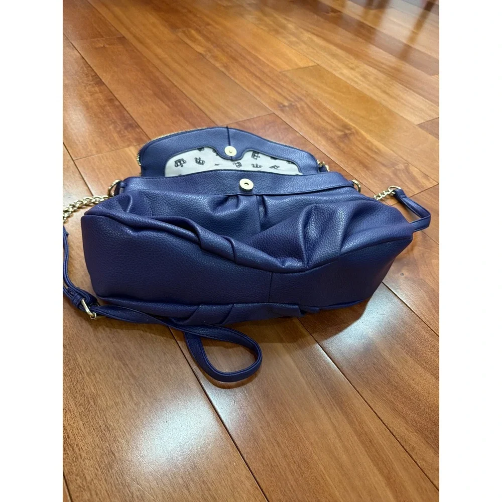 Juicy by Juicy Couture Crossbody Bag Womens Blue Pebbled Vegan Leather‎ Medium
